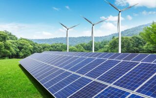Image credit: Solar panels and wind turbines. Photo: Department of Public Service, New York State.